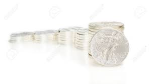 Columns Made Of Silver Coins As Growing Chart Pattern With One