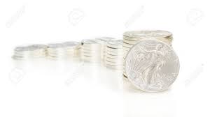 Columns Made Of Silver Coins As Growing Chart Pattern With One