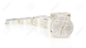 columns made of silver coins as growing chart pattern with one