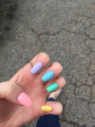 Make unicorn horns on your nails. Pastel Rainbow Acrylic Nails Coffin Shape Cute Acrylic Nails Acrylic Nails Nails