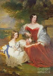 Portrait Of Mrs Sarah Frances Cooper And Her Daughters L Selina And R  Cicely Florence by Frederick Richard Say