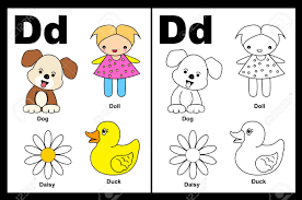 Learn about the missing letters. Kids Alphabet Coloring Book Page With Outlined Clip Arts To Color Letter D Royalty Free Cliparts Vectors And Stock Illustration Image 38910415