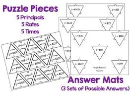 Percents Simple Interest Puzzle Activity Simple Interest Middle School Math Student Created