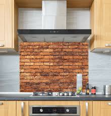 A modern farmhouse kitchen with whitewashed bricks, white cabinets and chic countertops looks very cozy. Brick Wall Printed Glass Splashback Pro Glass 4 Glass Splashbacks Pro Glass 4