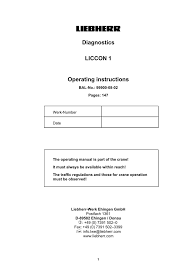 liebherr diagnostics liccon 1 operating instructions