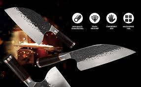 Knife block has slots for multiple knives. Amazon Com Xyj Serbian Chef Knife 5cr15 Stainless Steel 7 5 Inch Butcher Knife Forging Hammer Blade Meat Vegetable Cleaver Kitchen Chopping Chef Knives Kitchen Dining