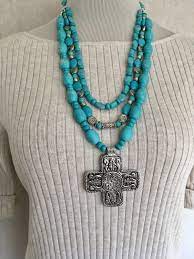 Magnificent Western Cross Necklace Statement Turquoise Etsy Magnesite Necklace Turquoise Statement Necklace Necklace