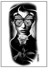 Butterfly Face Tattoo Woman Design Digital Black And Grey Tattoos Tatuagem Preta Mulheres Tatuadas Tatuagens Realistas