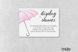 Showered With Love Baby Shower Display Card Insert Umbrella Baby Girl Display Card Insert Unwrapped Gift Card No Gift Wrap Card In 2020 Baby Shower Wording