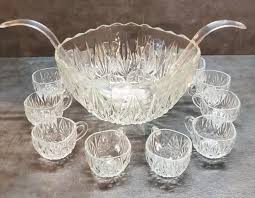 WILLIAMSPORT HAZEL WARE Vintage Beautiful Crystal Punch Bowl with 12  Glasses $49.99
