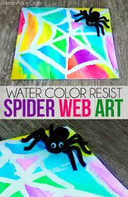 Water Color Resist Spider Web Kids Art Octobercrafts Okul Oncesi Elisi Sonbahar Elisi El Isi