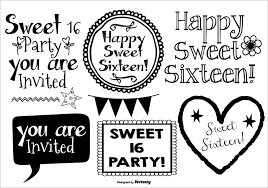 Click on any birthday picture above to start coloring. Cute Sweet 16 Drawn Lables 119229 Vector Art At Vecteezy