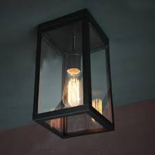 Metal Clear Glass Cuboid Shade Single Light Indoor Outdoor Flushmount Led Ceiling Light Takeluckhome Com