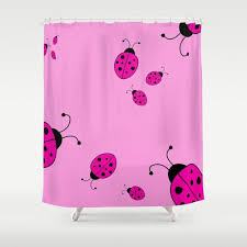 Pink Ladybugs Shower Curtain Unique Bathroom Decor Cute Bath Curtain 100 Polyester Washable F Pink Shower Curtains Unique Bathroom Decor Tan Shower Curtain