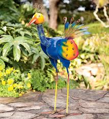 Colorful Peacock Garden Statue Grand Gardens Garden Statues Metal Garden Art Unique Garden Art
