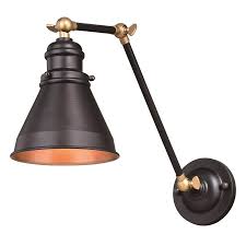 A gleaming chrome finish pairs with a white glass shade in a traditional style that fits well in a small space such as a closet. Cascadia Alexander 27 In Bronze Gold Industrial Swing Arm Wall Lamp Lowes Com Adjustable Wall Light Swing Arm Wall Lamps Wall Lamp