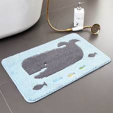 Stylish Embroidered Non Slip Bath Mat Bathroom Rug Floor Carpet Blue 58x38cm At Tvc Mall