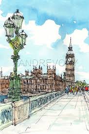 London Westminster Art Print From An Original Watercolor Etsy Architecture Painting London Art London Drawing
