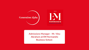 Admissions Manager Mr. Vinu Abraham at EM Normandie Business School
