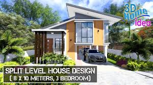There are usually two sets of stairs off the home's main story, leading upstairs to bedrooms and downstairs to the basement. Split Level House Design Idea 8x10 Meters 3bedroom Youtube