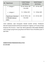 Draf pindaan takwim peperiksaan awam 2020 unit kokurikulum smk tun abdul razak selekoh facebook. Takwim Peperiksaan 2020 Penjadualan Semula Pendidik2u