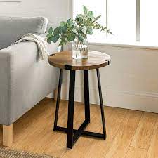 Check spelling or type a new query. Rustic 18 Wide Metal Legs And Oak Top Round Side Table 64j64 Lamps Plus