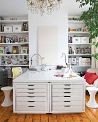 Work Space With Chandelier Comfy Chair Ikea Alex Drawers Craft Room Office Home
