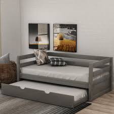 Stay organized with this transitional youth captain bed with trundle. Euroco Solid Wood Daybed With Trundle Twin Grey Walmart Com Walmart Com