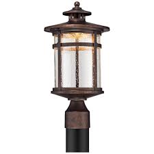 Franklin Iron Works Mission Post Light Fixture Led Bronze 15 1 2 Seeded Glass For Deck Garden Yard Outdoor Post Lights Post Lights Lamp Post Lights