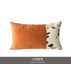 衍笙家居设计师品牌样板间轻奢斑点刺绣绒布拼接橙色靠包腰枕 bed pillows pillows throw pillows