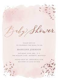 Watercolor Baby Shower Invitation Light Pink With Rose Gold P Watercolor Baby Shower Invitations Gold Baby Shower Invitations Pink Gold Baby Shower Invitation