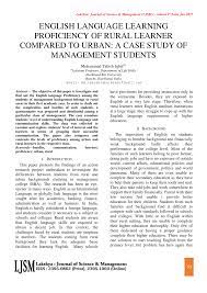Pdf English Language Learning Proficiency Of Rural Learner Compared To Urban A Case Study Of Management Students