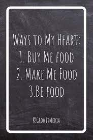Ways To My Heart 1 Buy Me Food 2 Make Me Food 3 Be Food Ig Growitmedia One Stop Shop Branding Webs Chalkboard Art Quotes Art Quotes Funny Foodie Quotes