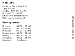 ᐅ offnungszeiten maxi zoo route du nant d avril 14 in vernier