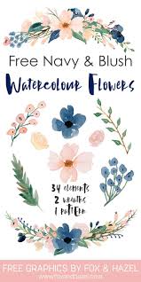 Free Navy Blush Watercolor Flower Graphics Free Watercolor Flowers Watercolor Flowers Blush Watercolor