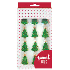 Instead of wandering store aisles. Christmas Tree Edible Cupcake Decorations 12pcs