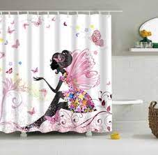 Select shower curtains in white, blue, green, and various colours at myntra. Afro Girl Shower Curtain Beautimus Girly Pink Afro Fairy Butterfly Bathroom Decor Accessories Gojeek