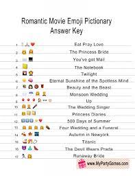Free Printable Romantic Movie Emoji Pictionary Quiz Romantic Movies Funny Emoji Combinations Emoji