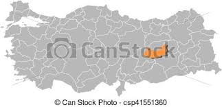 Diese schwierigkeiten erleben wir täglich. deshalb. Landkarte Elazig Turkei Turkei Landkarte Provinzen Elazig Hervorgehoben Orange Canstock