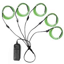 Ourbest El Wire Green Neon Light Wire Battery Pack 3ft Electroluminescent Strip Costume Lights Glowing Strobe String Kit Battery Operated Rope For Halloween Christmas Party Decoration Diy Sign 5x 1m