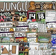 Jungle Safari Class Decor Bundle Posters Binder Covers Schedule Calendar Binder Covers Classroom Jobs Job Chart