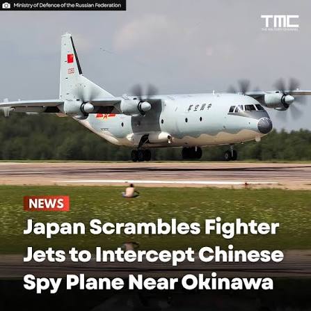 READ 💬: The Japan Air Self-Defense Force scrambled fighter jets after detecting a Chinese reconnaissance aircraft flying through international airspace near Okinawa. According to officials from the Japanese Ministry of Defense, the