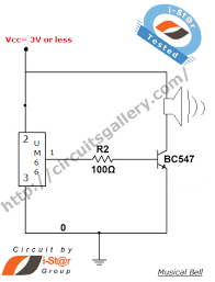 Here is the circuit of an um66 melody with tda2822m amplifier. Um66 Musical Door Bell Alarm Circuit Melody Generator Surveillance System Cctv Surveillance Home Security