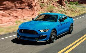 Download Wallpapers Ford Mustang 2018 Shelby Gt350 Sport Car Bright Blue Mustang American Cars Ford Besthqwallpapers Com Mustang Shelby Blue Mustang Ford Mustang Gt500