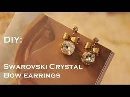 diy how to make swarovski bow crystal earrings classy and cute crystal earrings bead crafts diy swarovski crystal earrings