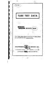 Eico 625 Tube Tester Tube Data Book Service Manual Download