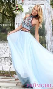 Image Of Sherri Hill Embroidered Top Two Piece Long Prom Dress Detail Image 2 Sherri Hill Prom Dresses Prom Dresses Two Piece Prom Dresses Long