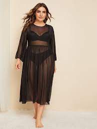 Plus Sheer Mesh Cover Up Shein Black Sheer Dress Plus Size Fall Fashion Fashion