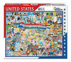Tiger sanctuary 1000 piece jigsaw puzzle wild animals elephants. United States Of America Collage Jigsaw Puzzle 1000 Piece White Mountain Puzzles