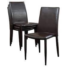 The seat has cross support at the bottom, which greatly increases the stability. Set Of 4 Comstock Bonded Leather Stackable Dining Chair Brown Christopher Knight Home Target